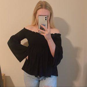 Mossimo Black Smocked Off The Shoulder Blouse